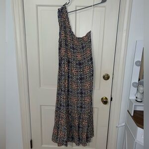 Knox Rose One-Shoulder Dress in Navy and Peach